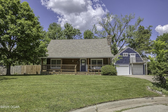 3219 Hughes Ave, Parsons, KS 67357 - view of front facade with covered porch, a chimney, concrete driveway, and roof with shingles