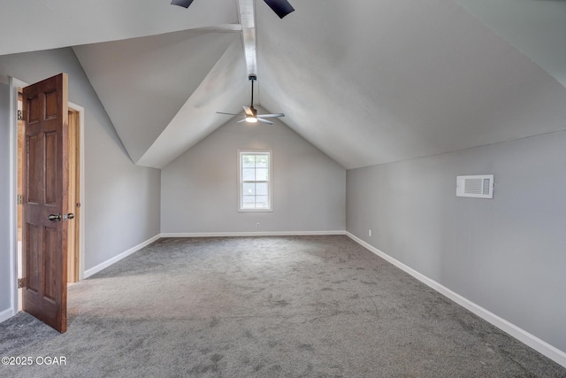 109 N Main St, Alba, MO 64830 - additional living space with a ceiling fan, carpet flooring, baseboards, and vaulted ceiling