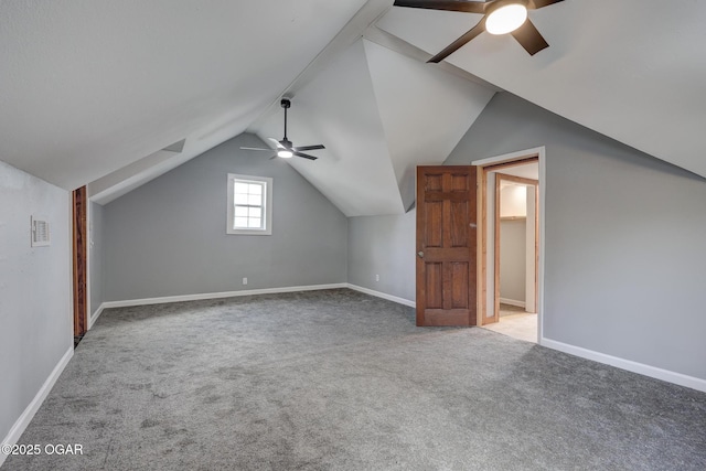 109 N Main St, Alba, MO 64830 - additional living space with a ceiling fan, carpet floors, lofted ceiling, and baseboards