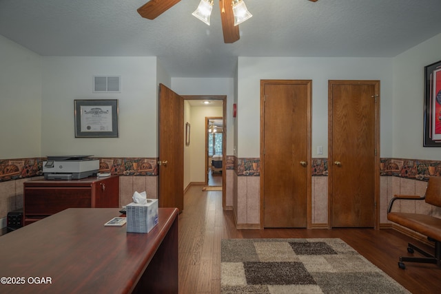 2402 Melissa Ln, Joplin, MO 64804 - office area with wood finished floors and a ceiling fan