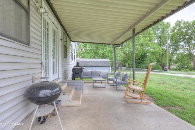 610 N Madison St, Webb City, MO 64870 - view of patio with an outdoor living space and area for grilling