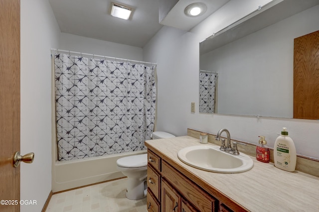 610 N Madison St, Webb City, MO 64870 - bathroom with toilet, vanity, and shower / bathtub combination with curtain