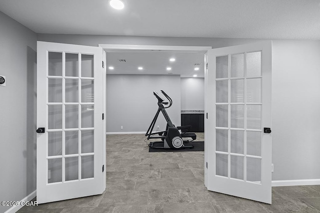3802 Fawn Trl, Joplin, MO 64804 - workout area with recessed lighting, french doors, and baseboards