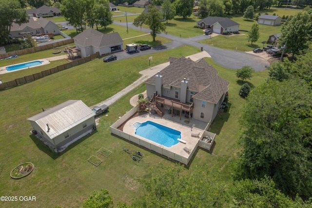 20951 Jasmine Ln, Webb City, MO 64870 - aerial view of residential area with a pool area