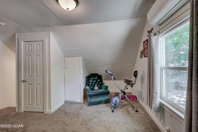 514 S Brownell Ave, Joplin, MO 64801 - additional living space featuring a wall mounted air conditioner, carpet flooring, lofted ceiling, and baseboards
