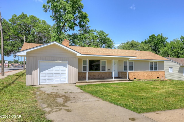 3124 Missouri Ave, Joplin, MO 64804 - ranch-style house with brick siding, a porch, a chimney, and a front yard