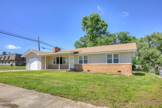 3124 Missouri Ave, Joplin, MO 64804 - single story home with brick siding, a garage, a front lawn, and a chimney