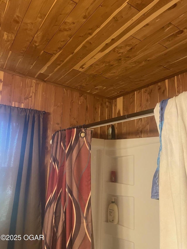 408 Beaver St, Anderson, MO 64831 - bathroom with wood ceiling and wood walls