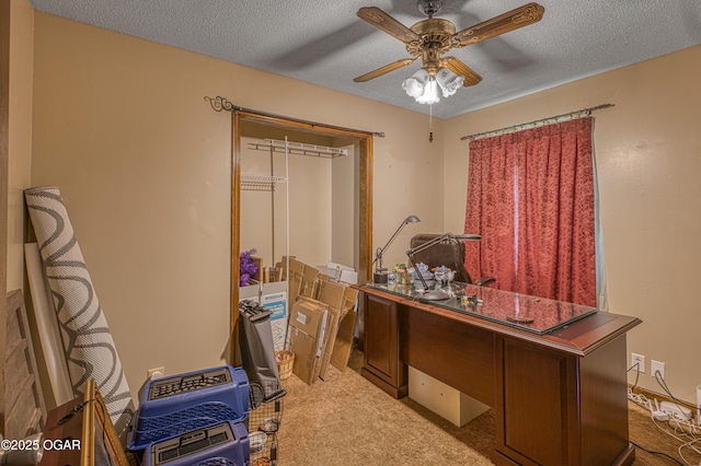 1401 Richard Ave, Parsons, KS 67357 - office space featuring ceiling fan, a textured ceiling, and carpet floors