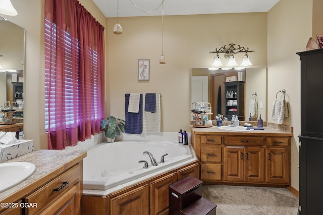 702 Copper Oaks Dr, Carl Junction, MO 64834 - bathroom with two vanities and a jetted tub