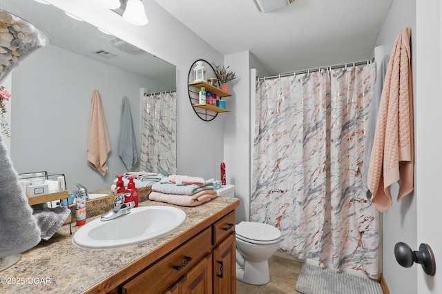 702 Copper Oaks Dr, Carl Junction, MO 64834 - bathroom with vanity, toilet, tile patterned floors, and a shower with shower curtain
