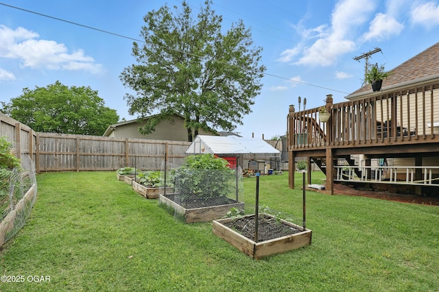702 Copper Oaks Dr, Carl Junction, MO 64834 - view of yard featuring a garden and a wooden deck