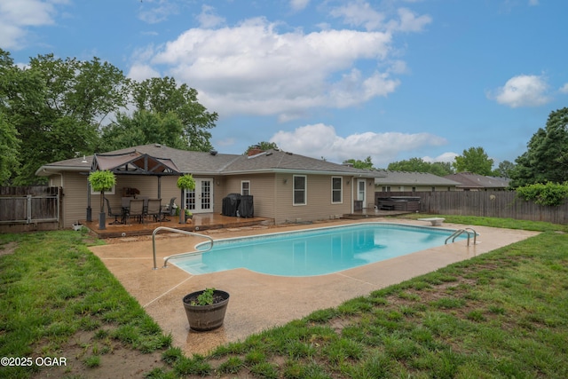 3431 Hawthorn Dr, Joplin, MO 64804 - view of swimming pool with a patio, a diving board, french doors, and a jacuzzi