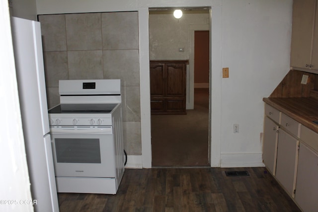 1417 S Jackson Ave, Joplin, MO 64804 - kitchen with electric stove, dark wood-type flooring, and dark countertops