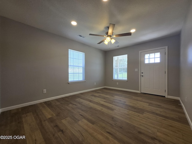 504 S Mckinley Ave, Joplin, MO 64801 - entrance foyer with baseboards, a ceiling fan, dark wood-style floors, and recessed lighting