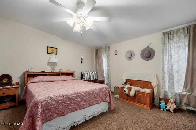 3759 Wheeler Branch Rd, Crane, MO 65633 - carpeted bedroom with lofted ceiling and ceiling fan