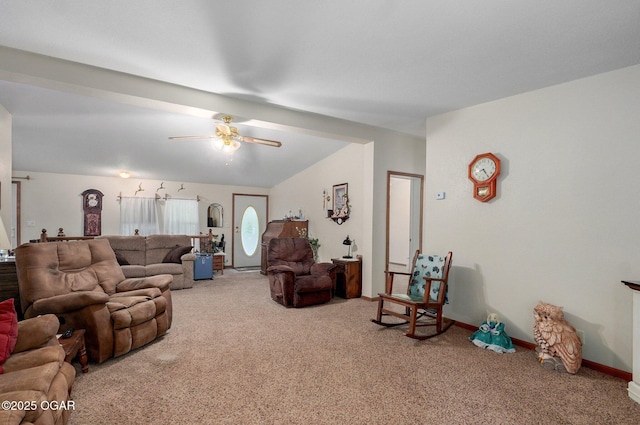 3759 Wheeler Branch Rd, Crane, MO 65633 - carpeted living room featuring a ceiling fan and baseboards
