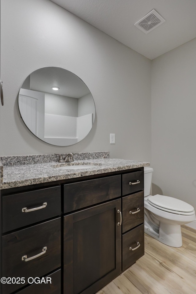 bathroom with vanity and wood finished floors