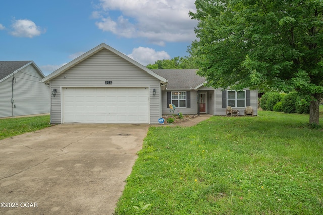 522 E Yale St, Liberal, MO 64762 - ranch-style house featuring an attached garage, concrete driveway, and a front yard