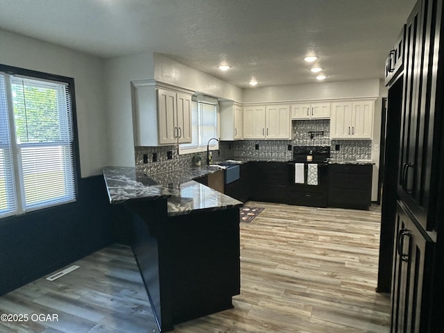 1910 Carolina Ave, Joplin, MO 64801 - kitchen featuring black / electric stove, healthy amount of natural light, tasteful backsplash, and recessed lighting