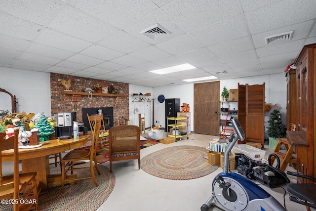 802 Hawthorne Dr, Neosho, MO 64850 - interior space with finished concrete floors and a drop ceiling