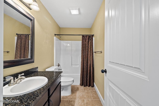 111 Zachary Ln, Carl Junction, MO 64834 - full bath featuring vanity, toilet, shower / bathtub combination with curtain, baseboards, and stone finish floors