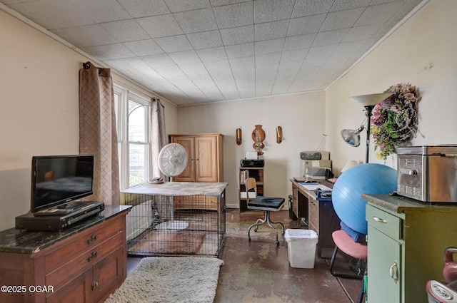 1418 Forest St, Carthage, MO 64836 - home office featuring concrete floors and ornamental molding