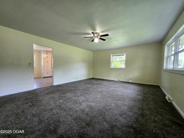 202 S Mckinley Ave, Joplin, MO 64801 - unfurnished room with dark colored carpet, ceiling fan, baseboards, and a textured ceiling