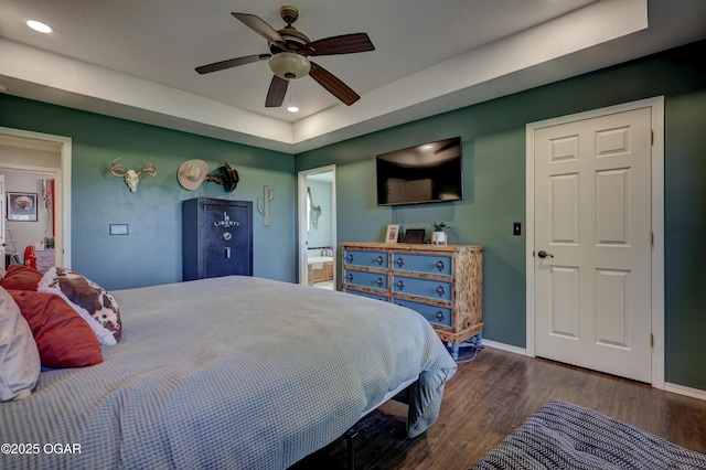 9511 County Lane 191, Carthage, MO 64836 - bedroom with recessed lighting, wood finished floors, baseboards, and a raised ceiling