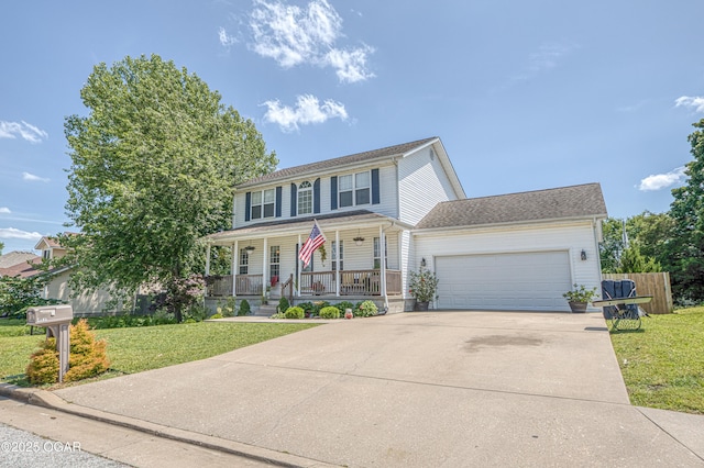 408 W Walton Ave, Carl Junction, MO 64834 - colonial home featuring a porch, a garage, and concrete driveway