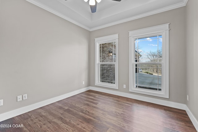 216 Timber Trail Dr, Joplin, MO 64804 - unfurnished room featuring dark wood finished floors, ceiling fan, baseboards, and ornamental molding