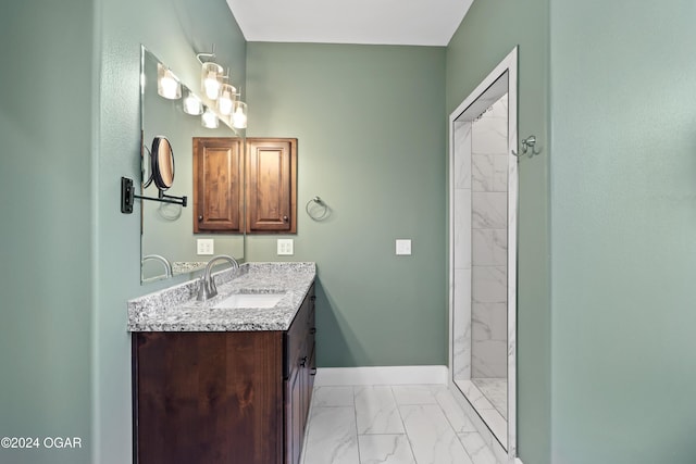 216 Timber Trail Dr, Joplin, MO 64804 - full bathroom featuring marble finish flooring, vanity, tiled shower, and baseboards