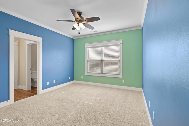 216 Timber Trail Dr, Joplin, MO 64804 - carpeted empty room with a ceiling fan, crown molding, and baseboards