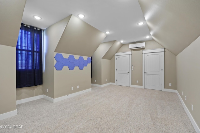 216 Timber Trail Dr, Joplin, MO 64804 - additional living space with a wall unit AC, carpet, vaulted ceiling, recessed lighting, and baseboards