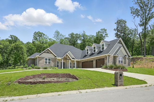 216 Timber Trail Dr, Joplin, MO 64804 - craftsman-style house with brick siding, a front yard, and driveway