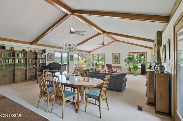 13495 Dogwood Rd, Carthage, MO 64836 - dining space featuring light colored carpet, healthy amount of natural light, and a ceiling fan