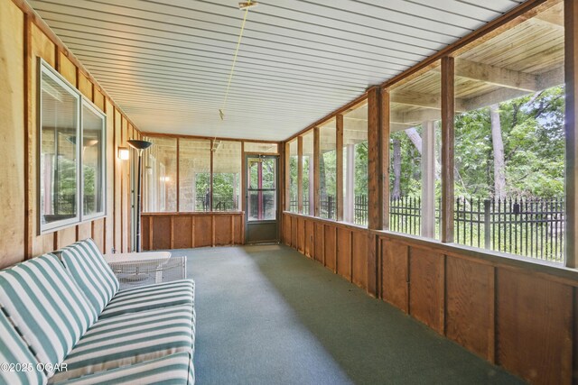 13495 Dogwood Rd, Carthage, MO 64836 - unfurnished sunroom featuring wooden walls