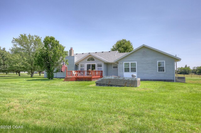 16050 Alford Ln, Diamond, MO 64840 - back of property featuring a deck, a yard, and a chimney