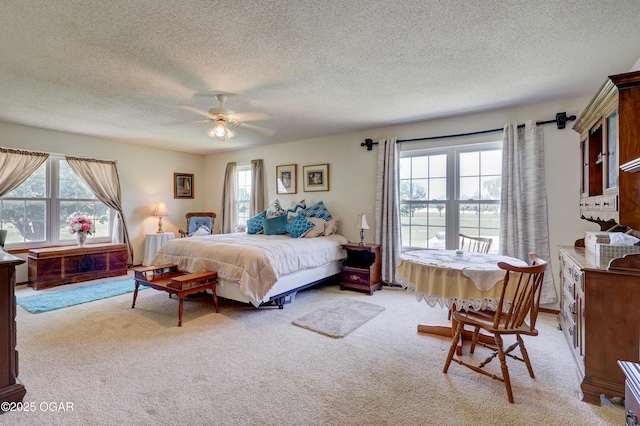16050 Alford Ln, Diamond, MO 64840 - carpeted bedroom with a textured ceiling and ceiling fan