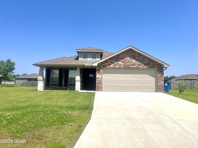 815 Delaney Dr, Carl Junction, MO 64834 - view of front of property featuring a garage, brick siding, concrete driveway, and a shingled roof