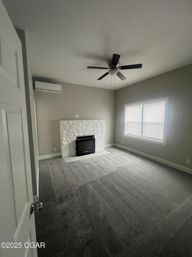 1816 S Connor Ave, Joplin, MO 64804 - unfurnished living room featuring a wall unit AC, carpet floors, and baseboards