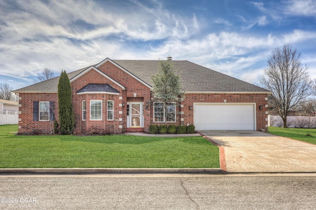 4320 Wisteria Way, Joplin, MO 64801 - view of front of property with driveway, an attached garage, a front lawn, and brick siding