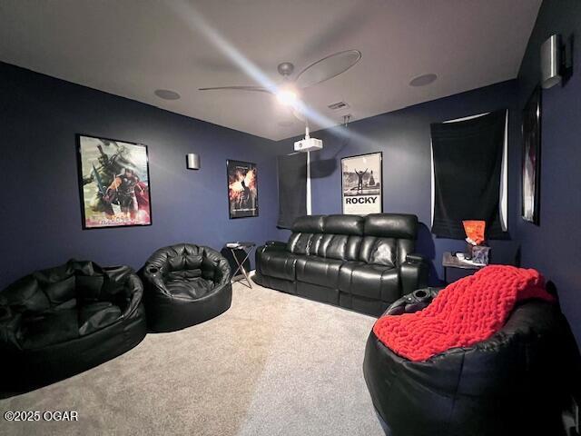 3331 Willow Ln, Joplin, MO 64801 - home theater with carpet floors and ceiling fan