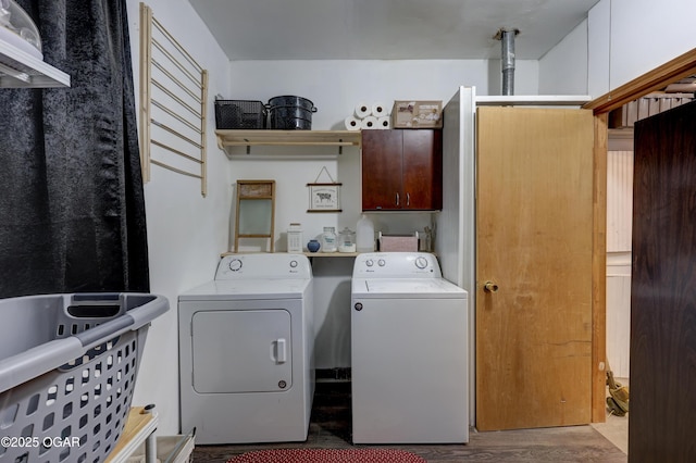 509 Brentwood Dr, Carl Junction, MO 64834 - washroom with independent washer and dryer, wood finished floors, and cabinet space