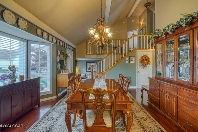 607 S Morgan Ct, Joplin, MO 64801 - dining room featuring a chandelier, dark wood-style flooring, and stairway