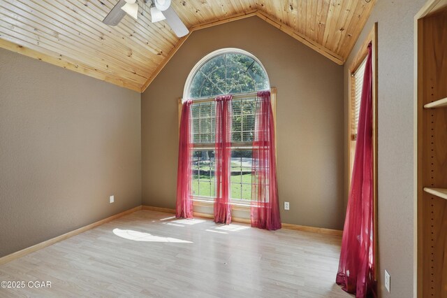9404 County Lane 121, Carthage, MO 64836 - empty room featuring wood finished floors, lofted ceiling, ceiling fan, and wood ceiling