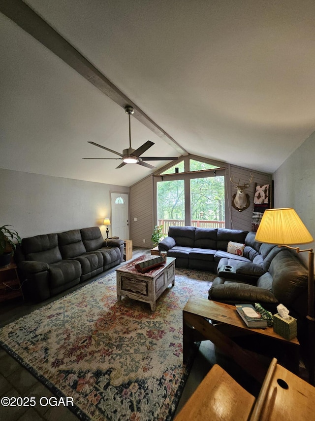 5358 Lawrence Unit 2220, Pierce City, MO 65723 - living area with lofted ceiling and ceiling fan