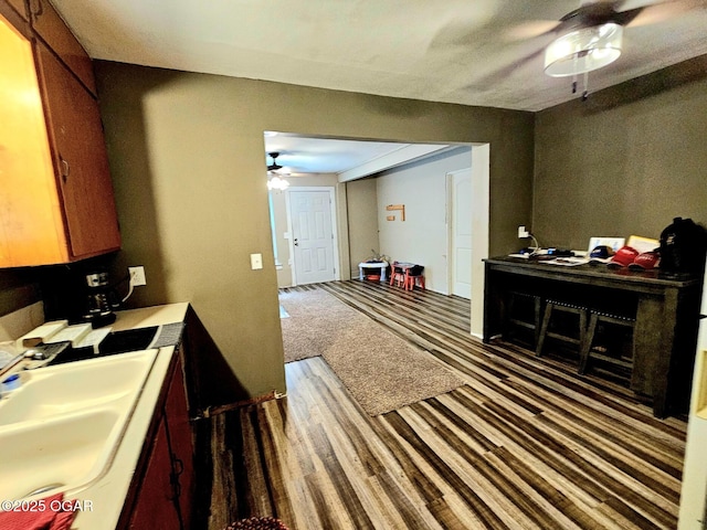 1109 Lincoln Ave, Baxter Springs, KS 66713 - kitchen featuring ceiling fan and wood finished floors