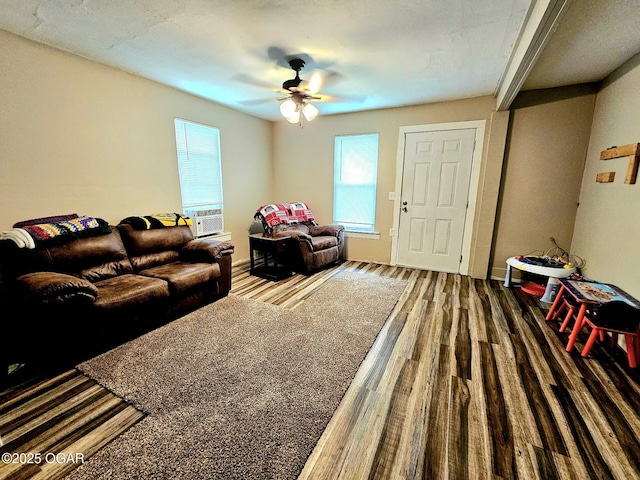 1109 Lincoln Ave, Baxter Springs, KS 66713 - living area with ceiling fan and wood finished floors