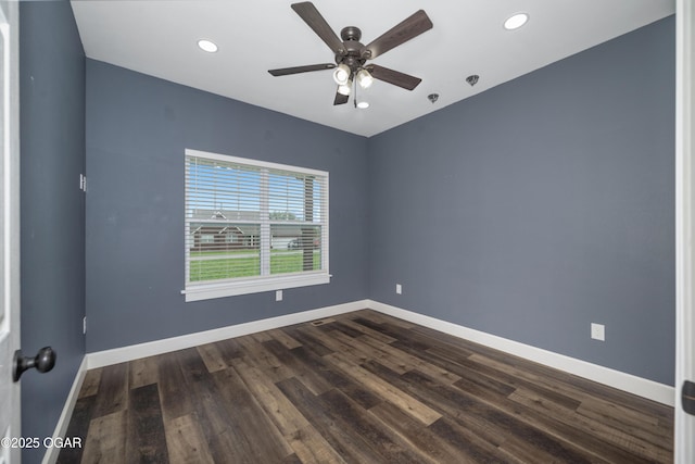 4610 W Amber Rd, Joplin, MO 64804 - empty room with dark wood-style floors, a ceiling fan, and recessed lighting